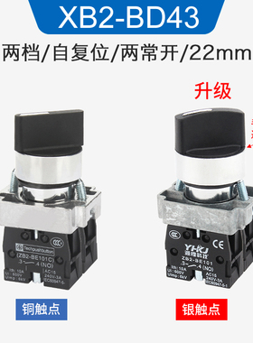 二档旋钮按钮开关XB2-BD21C自锁ZB2旋转选择转换开关BD25银点22mm