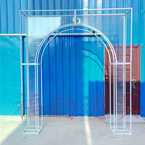 新款铁艺阳光板拱门架大型舞台背景装饰透明板婚礼布置婚庆道具