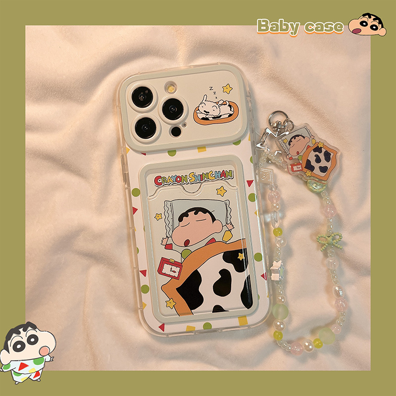 可爱睡觉小新卡包适用苹果手机壳