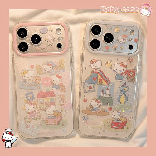 北比 日韩少女心可爱卡通小熊游乐场17适用17pro苹果17ProMax手机壳iPhone16全包14新款16Promax女款保护套
