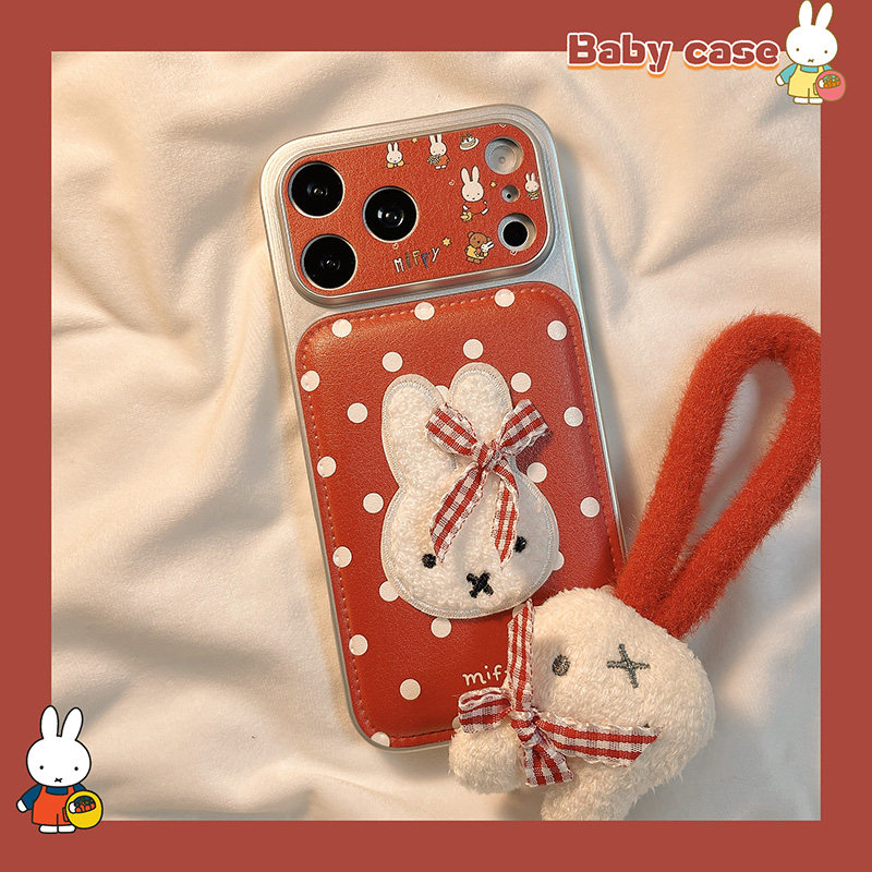 北比简约红色波点刺绣米菲兔适用苹果17pro手机壳iphone16promax新款15带挂绳17皮质14pm大视窗15pro女16全包,3C数码配件,手机保护套/壳,淘宝优惠券,粉丝福利购,淘宝优惠卷