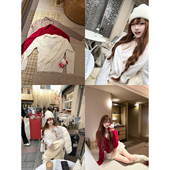 井井 C位团宠 100羊毛 你 V领新年圣诞毛衣女冬套头针织衫 上衣