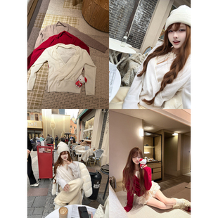 你的井井【C位团宠】100羊毛 V领新年圣诞毛衣女冬套头针织衫上衣