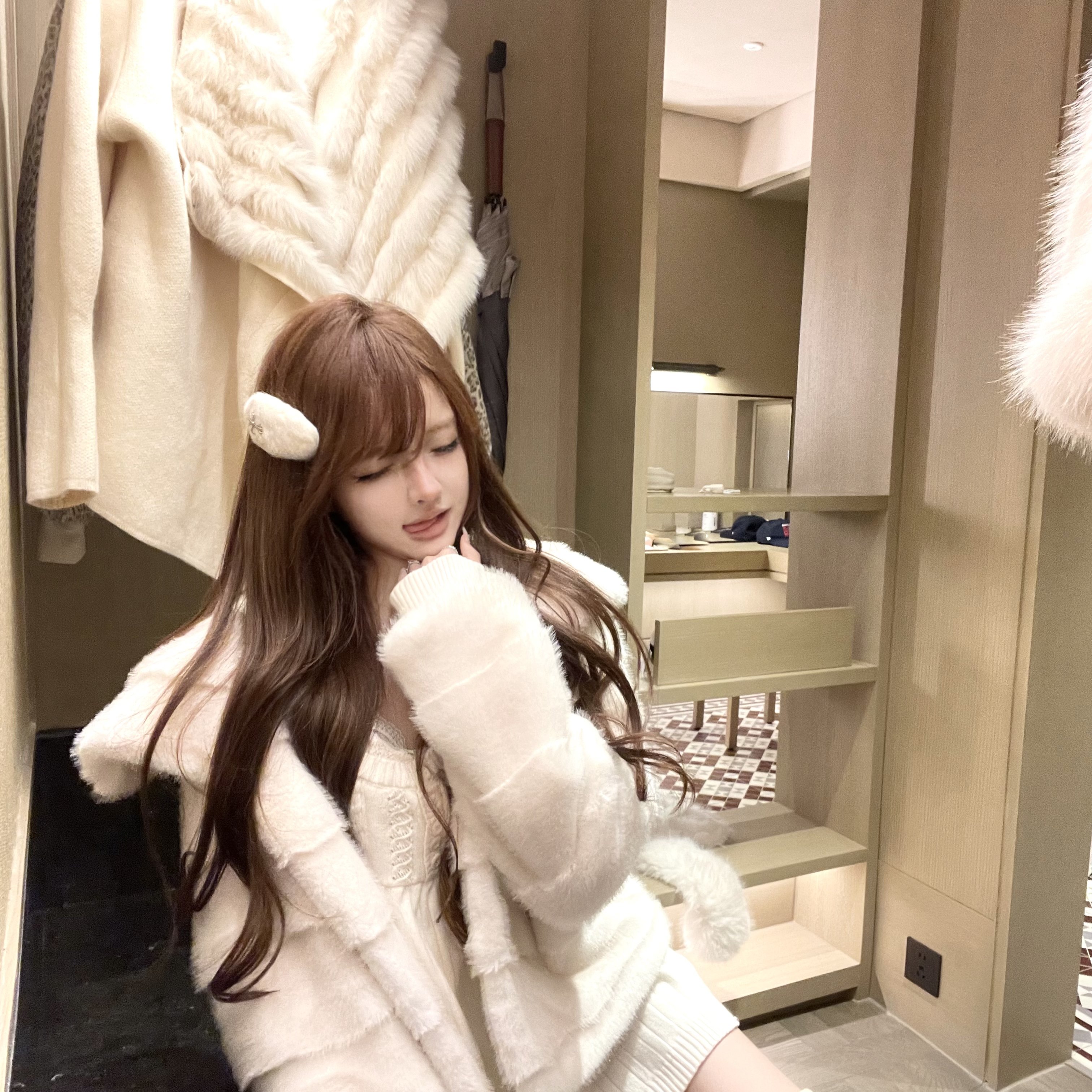 环保毛皮草外套女秋冬宽松保暖