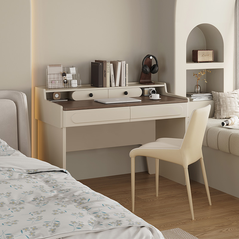 奶油风书桌学生家用小型80cm卧室小户型角落法式电脑桌工作台家用