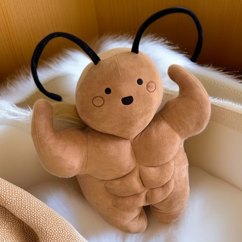 腹肌大蟑螂肌肉小强毛绒公仔