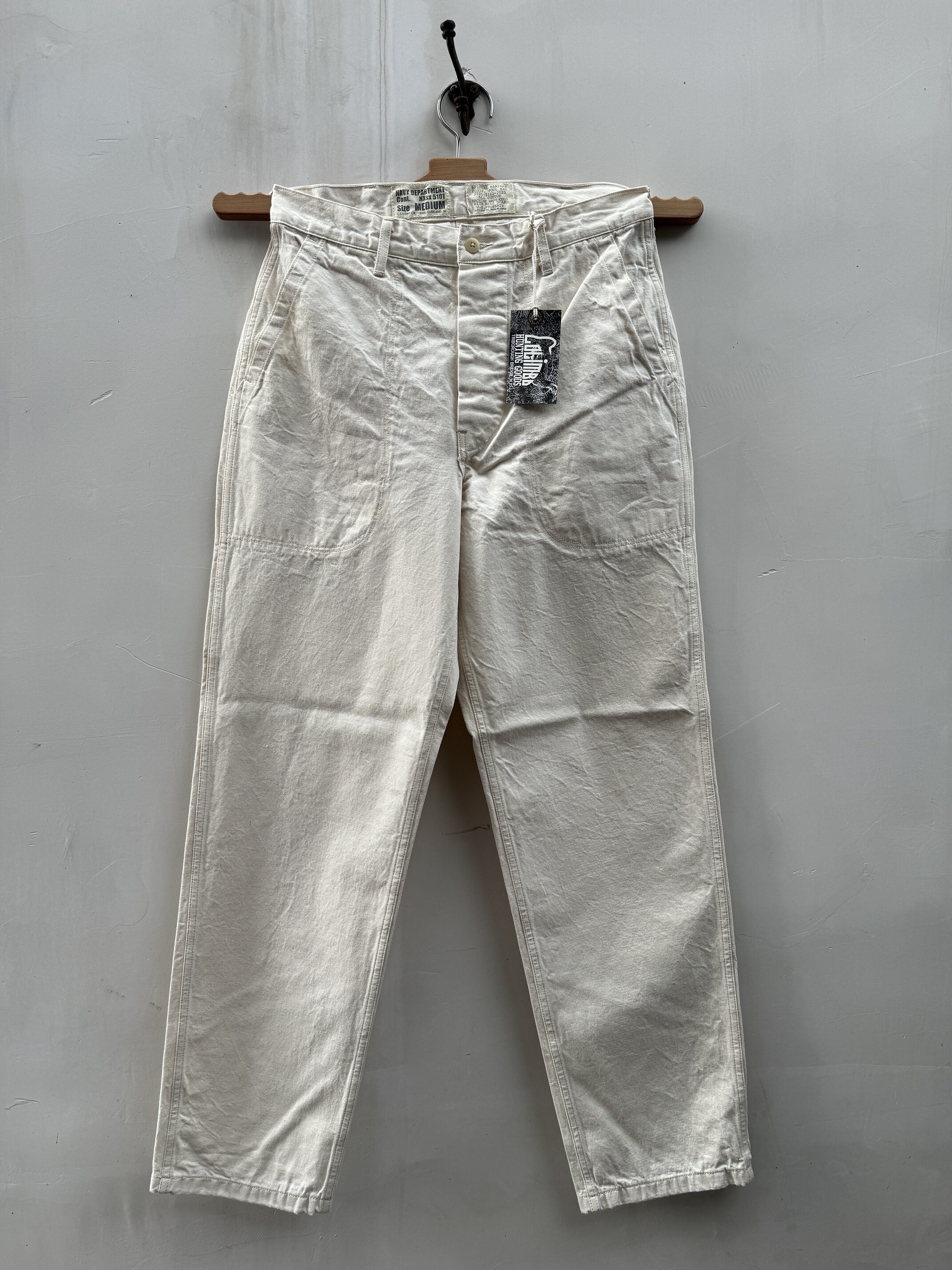 colimbo日本制白色牛仔长裤