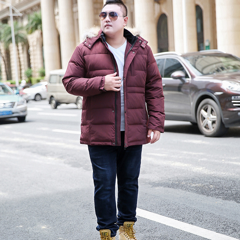 高端男士酒红色羽绒服大码外套