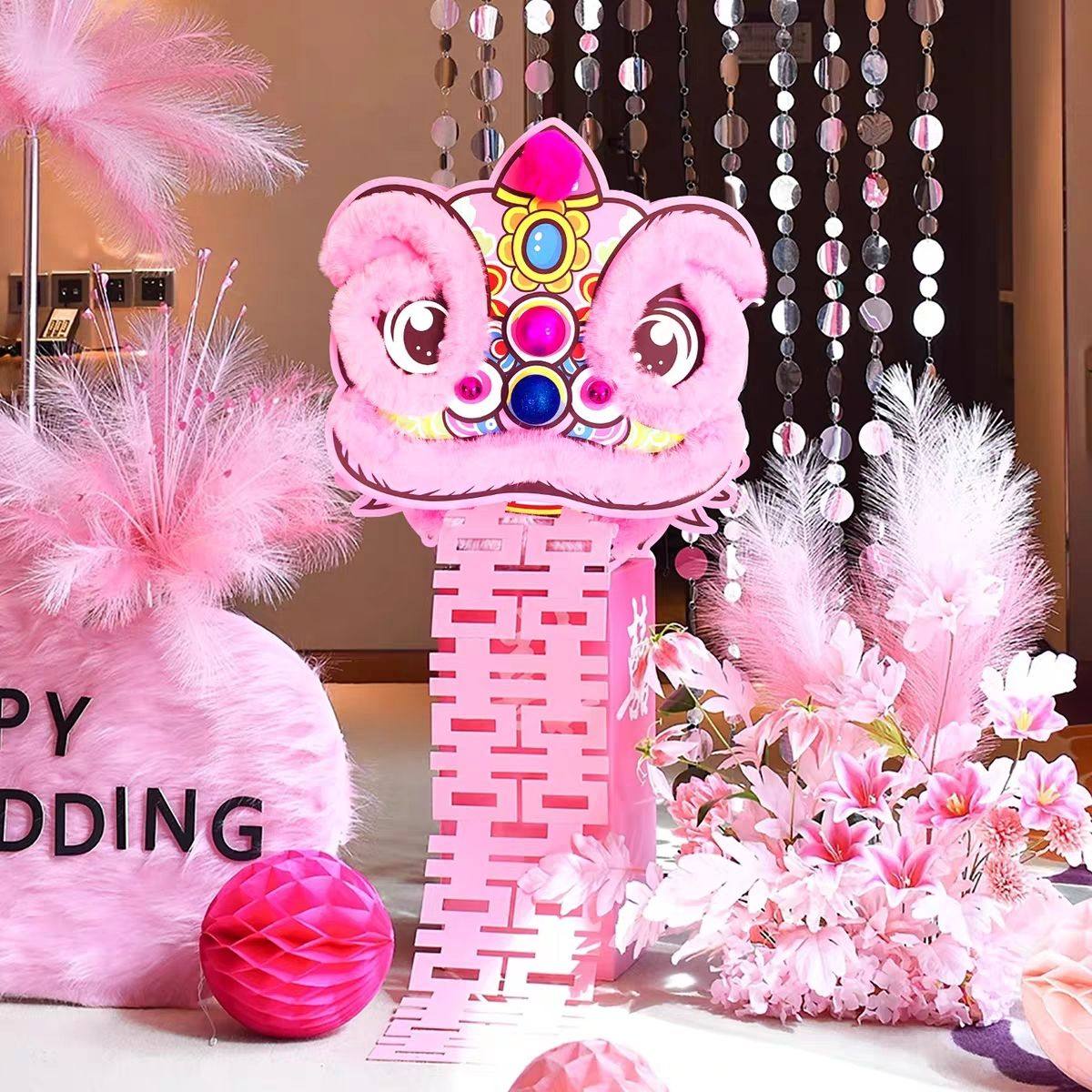 2026新款婚礼喜庆单狮子头拍照传统订婚晨袍装饰道具醒狮创意摆件,节庆用品/礼品,婚房装扮用品,淘宝优惠券,粉丝福利购,淘宝优惠卷