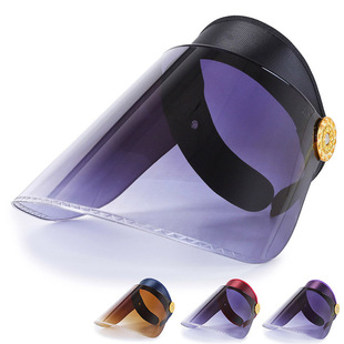 夏季空顶遮阳帽电车骑行挡风面罩户外塑料透明遮脸太阳帽厂家