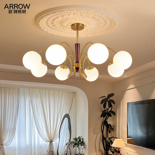 箭牌法式吊灯中古侘寂风客厅灯卧室灯房间主灯创意餐厅灯中山灯具