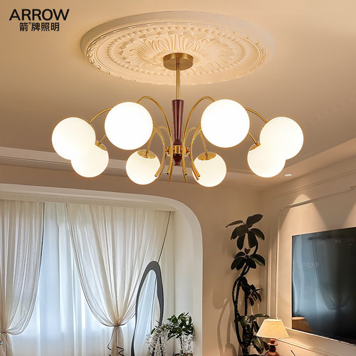 箭牌卧室主灯法式中古侘寂风吊灯