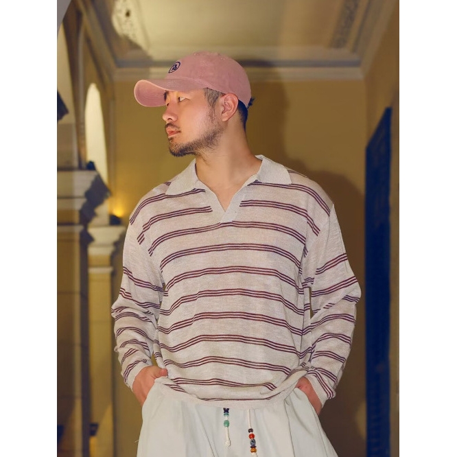 欧洲站【条纹艺术】春秋新款条纹针织衫薄款防晒衫男宽松休闲长袖