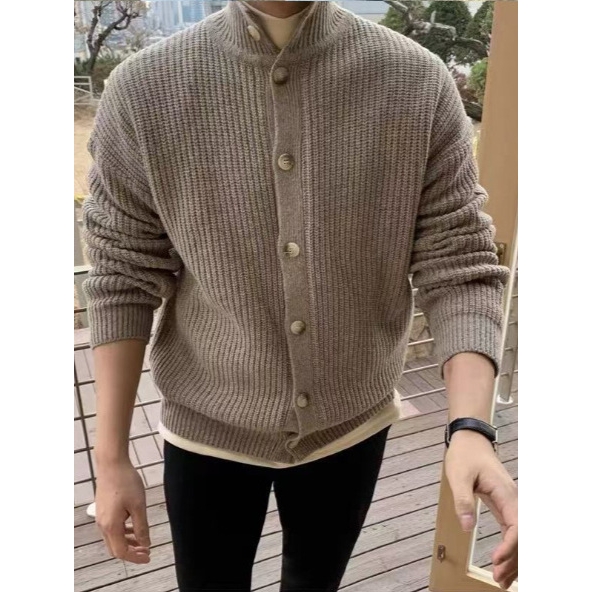 欧洲站美式针织开衫男女秋冬轻熟打底衫夹克休闲潮牌半高领毛衣加