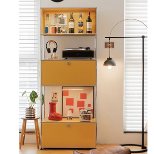 模块组合柜金属不锈钢柜客厅餐边柜设计师柜子置物收纳设计师款