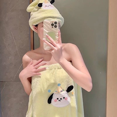 日本品质帕恰狗毛巾浴巾干发帽三件套小帕浴裙可穿浴巾珊瑚绒吸水