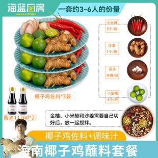海南海蓝厨房椰子鸡佐料蘸料195g沙姜金桔小米辣配料减盐调味料品