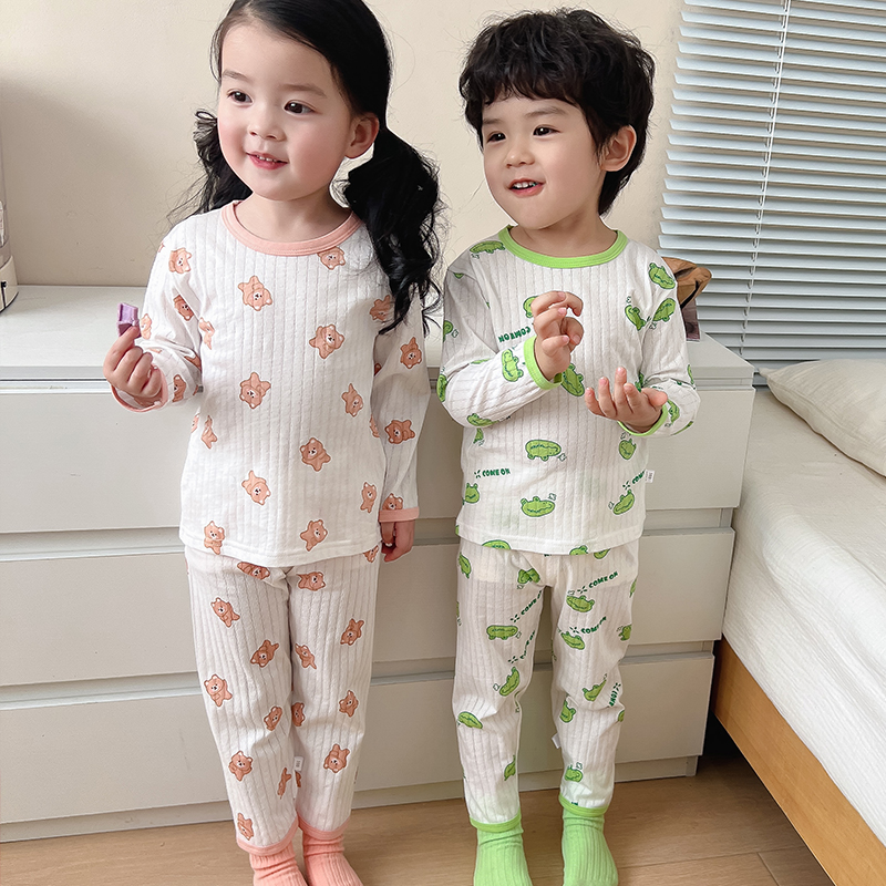 儿童睡衣纯棉家居服夏季清凉薄款纯棉长袖套装宝宝空调服睡衣
