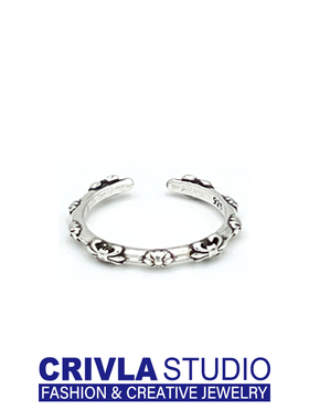 CRIVLA克克鸢尾开口戒指男女嘻哈ins开口小众设计高级感配饰指环