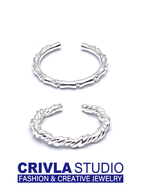 韩版小众高级感竹节麻花戒指男女