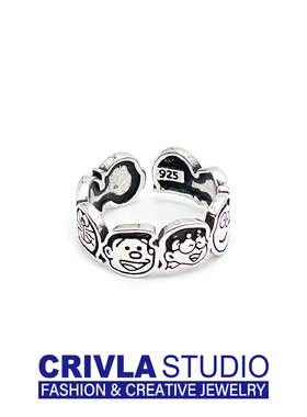 卡通哆啦A梦开口戒指男女潮生