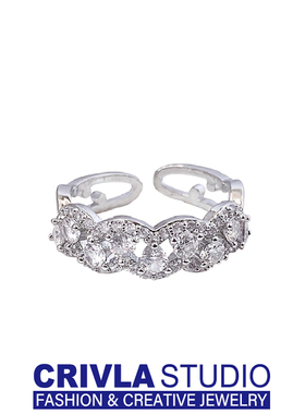 CRIVLA网红开口闪钻食指戒指女百搭个性小众设计高级感轻奢戒指环