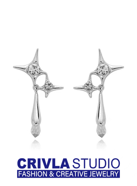 CRIVLA欧美风甜酷星芒十字架耳环女小众设计感时尚个性简约耳饰品
