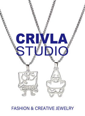 CRIVLA动漫派大星海绵宝宝联名项链男女士情侣学生送好友配饰饰品