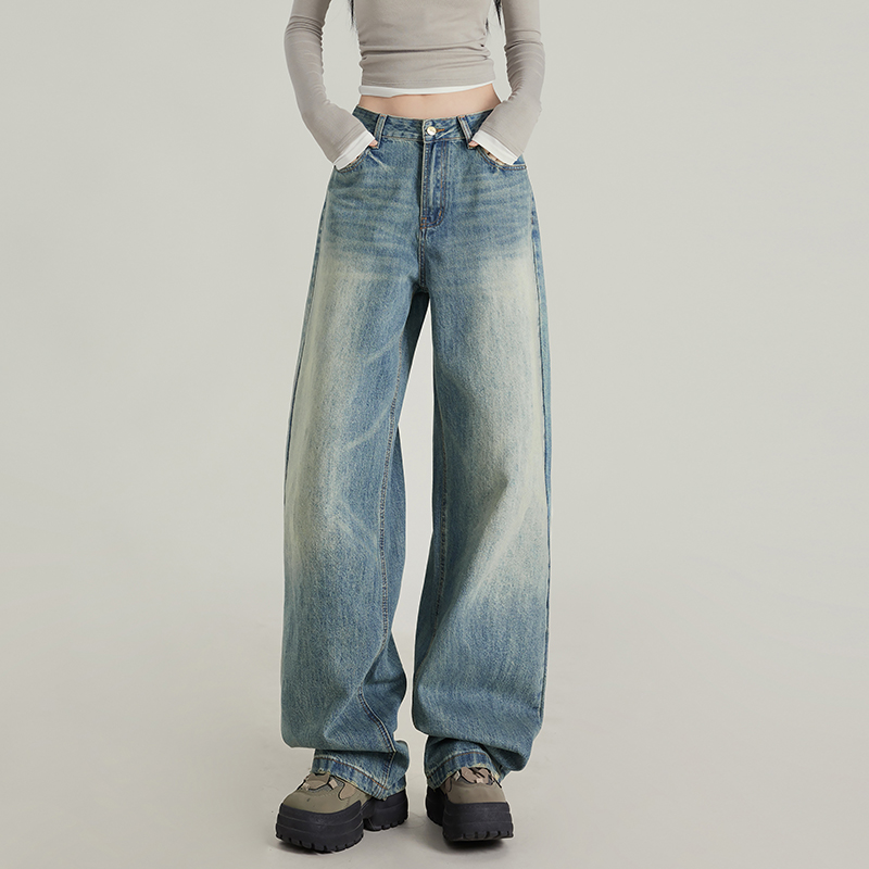 RNBN美式复古高街阔腿牛仔裤