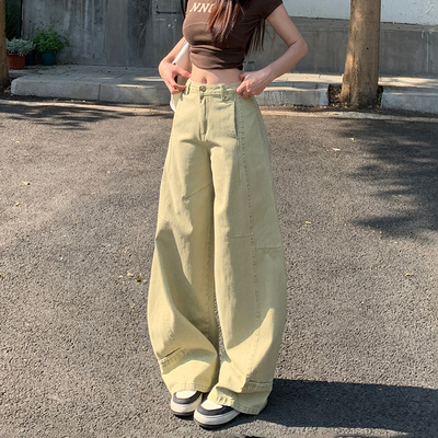 RNBN阔腿弯刀牛仔裤高腰