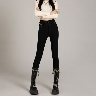 RNBN春季高腰弹力紧身铅笔牛仔裤