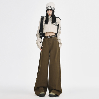 RNBN秋冬美拉德直筒阔腿牛仔裤