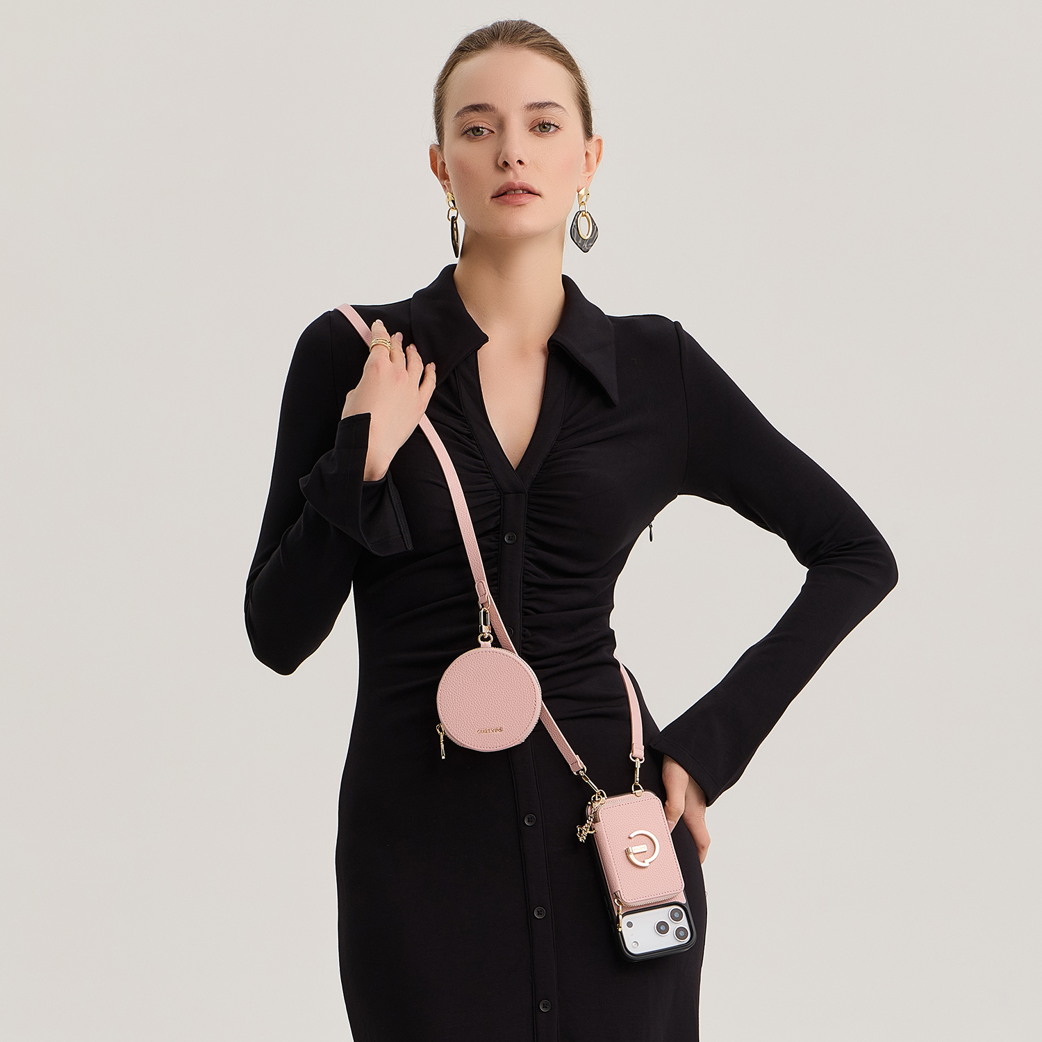 莫兰迪色适用苹果手机壳斜挎包