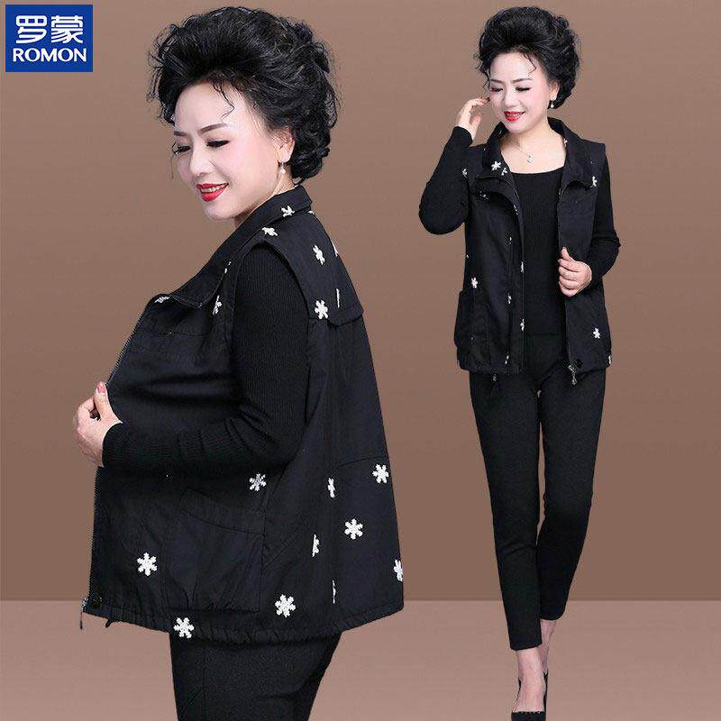 罗蒙妈妈马甲春秋季小个子奶奶装背心老年人外穿马夹女老太太外套