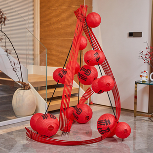 新年装饰竹编2026店铺橱窗年会酒店大堂竹排氛围布置过年灯笼挂件