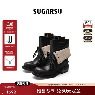 【沈梦辰杨紫同款】SUGARSU酥履26年秋上新英伦牛皮厚底马丁靴女