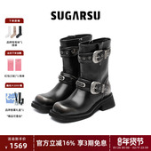 金晨白鹿郁可唯同款 SUGARSU酥履户外美拉德骑士马丁时装 短靴子女