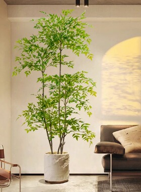 彷真绿色植物南天竹高端轻奢室内装饰摆件客厅高级感假花大型植物