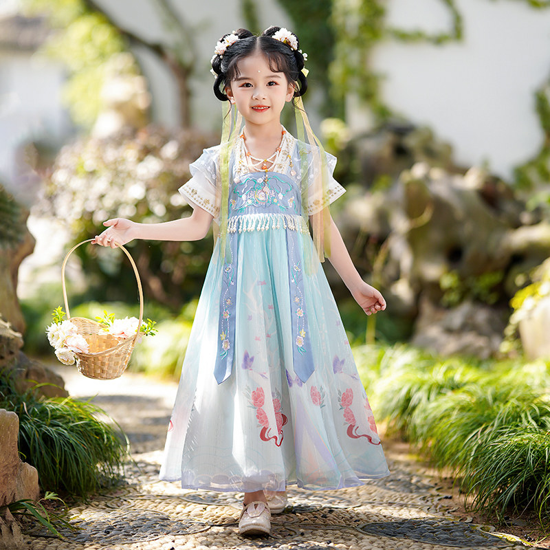 儿童装女童汉服2023新款夏季超仙古装女孩古风唐装夏款高端裙子夏