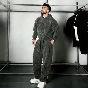 纹套装 加绒加厚老钱风格 复古宽松 冬季 2025H·K美狮潮牌时尚