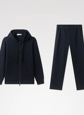 L*P混纺极简结构拼接休闲连帽夹克针织套装 1722