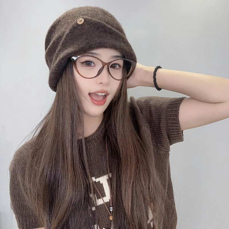 小吟服配秋冬季新款保暖大头围女式标针织帽成人显脸小韩版女士款