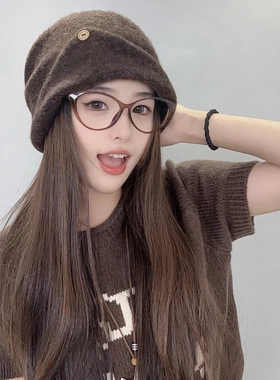 小吟服配秋冬季新款保暖大头围女式标针织帽成人显脸小韩版女士款