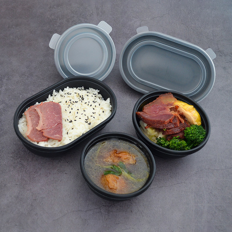 一次性汤碗带盖圆形四果汤盅外卖创意小碗菜打包盒可微波加热餐盒