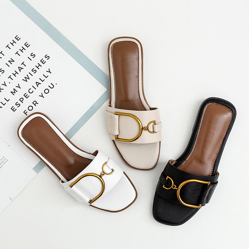 欧美网红凉拖鞋女时尚百搭外穿平底鞋Flat Sandals Slipper Women