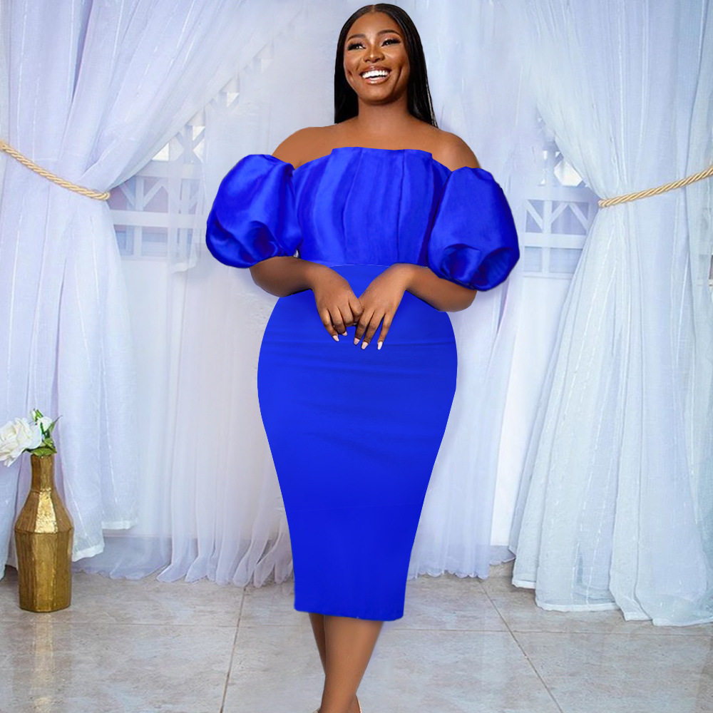 2022欧美新款大码一字肩性感抹胸连衣裙女Sexy Party Dress Women