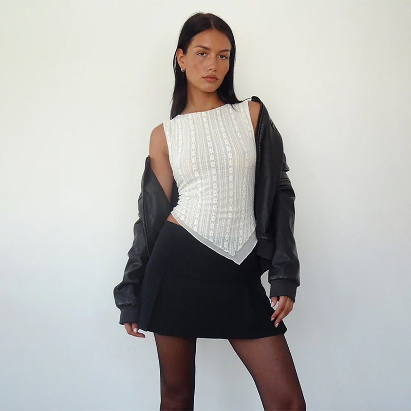 Street trend camisole top时尚街头潮流肌理面料不规则背心上衣