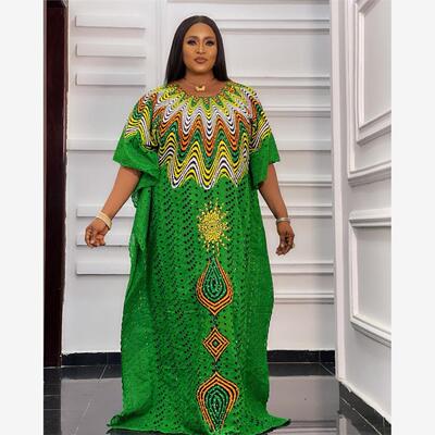 2020 New African Fashion Cotton Long Dress with Inside Skirt