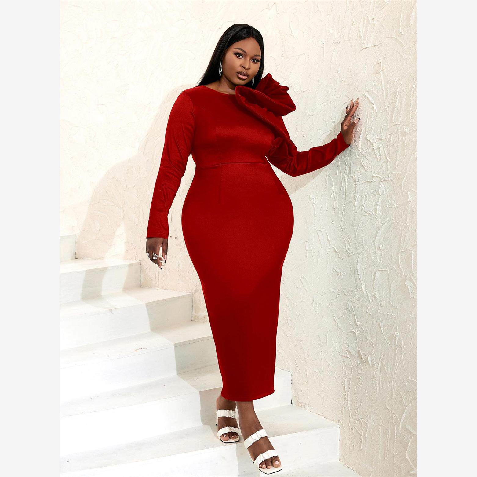 欧美大码修身宴会礼服裙PlusSize Evening Party Dress Christmas