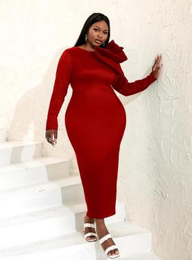 欧美大码修身宴会礼服裙PlusSize Evening Party Dress Christmas